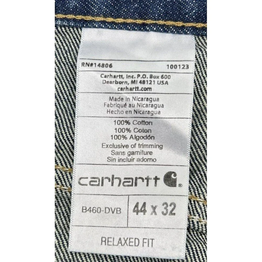 Carhartt Jeans Men's Size 44x32 Relaxed Fit Straight Leg Denim Blue